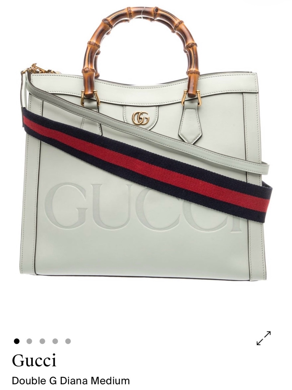 Gucci Double G Diana Medium Mint Green Leather Tote with Bamboo Handles